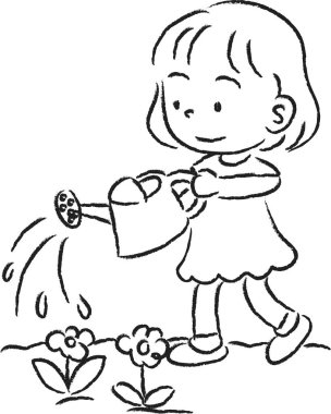 Çizgi film kızlarıyla vektör çizimi 