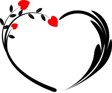 Beyaz arkaplanda ağaç dalları olan renkli düz kalp logosu, 