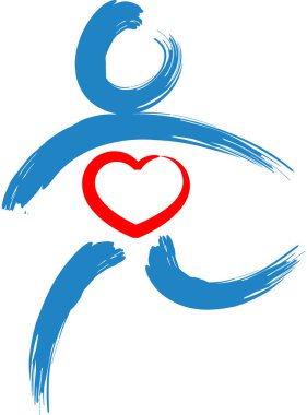 İnsan vücudunun kalp ve aşk konseptiyle çizilmiş fırça darbeleri. 