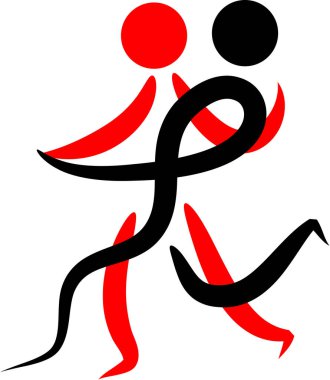 Siyah ve kırmızı giyen kadın ve erkek.