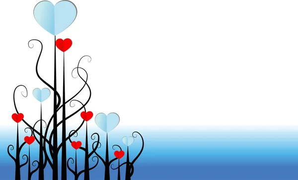 Ramas Árbol Con Corazones Papel Concepto Amor Vector Ilustración — Vector de stock