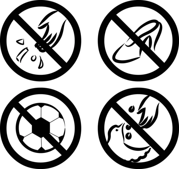 Verbotsschilder Kein Ball Keine Absätze Kein Wegwerfen Von Müll Keine — Stockvektor