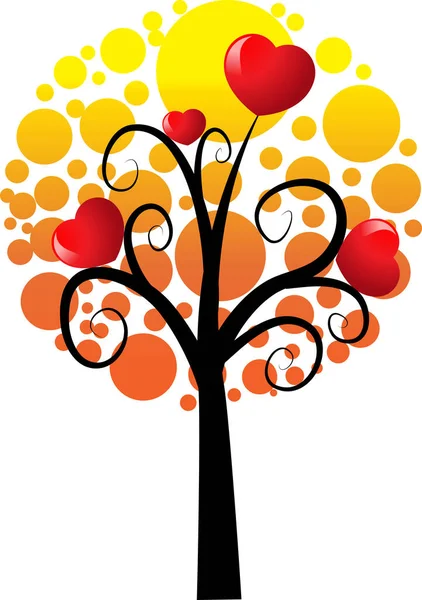 Albero Dell Amore Con Cuori Spazio Copia Illustrazione Vettoriale — Vettoriale Stock