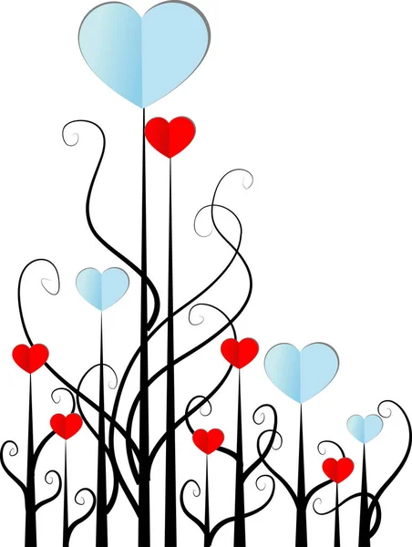 Ramas Árbol Con Corazones Papel Concepto Amor Vector Ilustración — Vector de stock