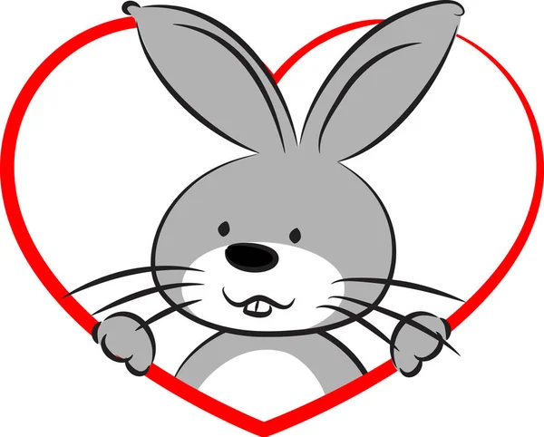 Beyaz Arka Planda Izole Edilmiş Kalbi Olan Küçük Sevimli Tavşancık — Stok Vektör