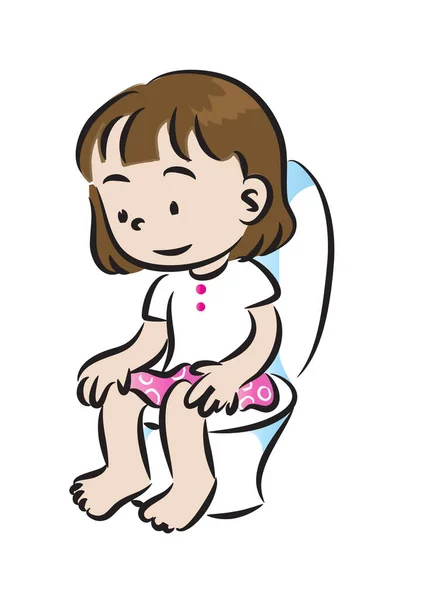 Cartoon girl sitting on the potty Royalty Free Vector Image