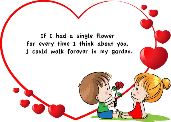 Kartu Ucapan Valentine Dengan Hati Dan Seorang Gadis - Stok Vektor