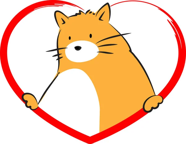 Dibujos Animados Lindo Pequeño Gato Con Corazón Aislado Sobre Fondo — Vector de stock