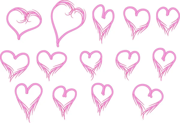 Colección Hermosos Corazones Decorativos Concepto Amor — Vector de stock