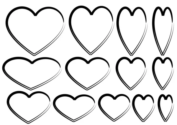 Corazones Vectoriales Sobre Fondo Blanco — Vector de stock