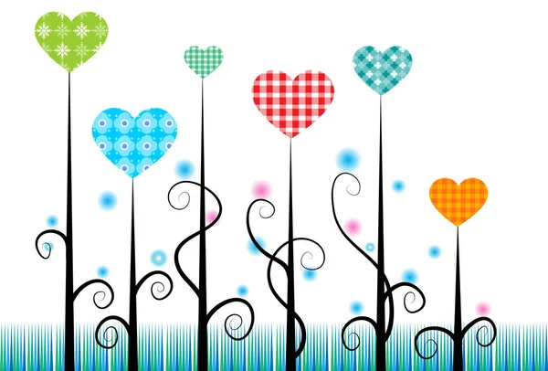 Plantas Con Corazones Aislados Sobre Fondo Blanco Concepto Amor — Vector de stock