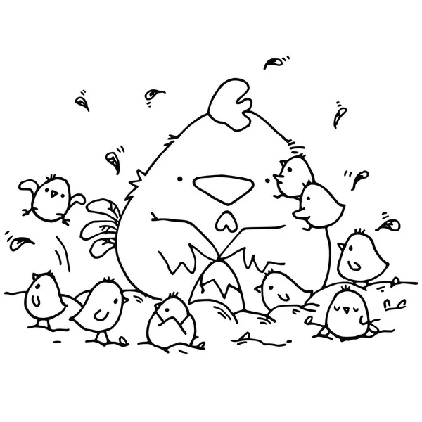 Black White Cartoon Illustration Birds — Stock Vector