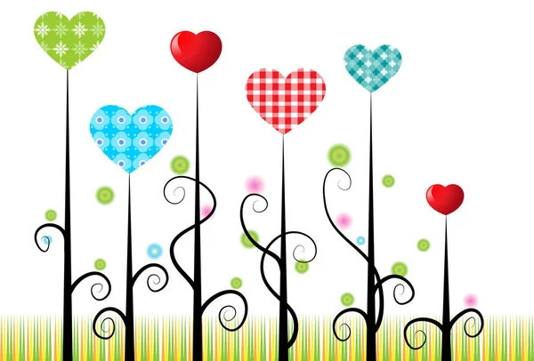 Plantas Con Corazones Aislados Sobre Fondo Blanco Concepto Amor — Vector de stock