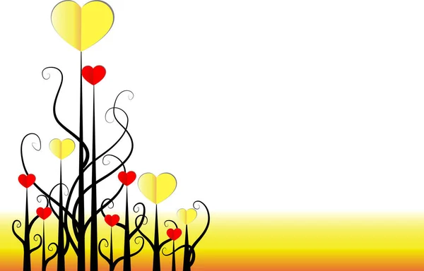 Ramas Árbol Con Corazones Papel Concepto Amor Vector Ilustración — Vector de stock