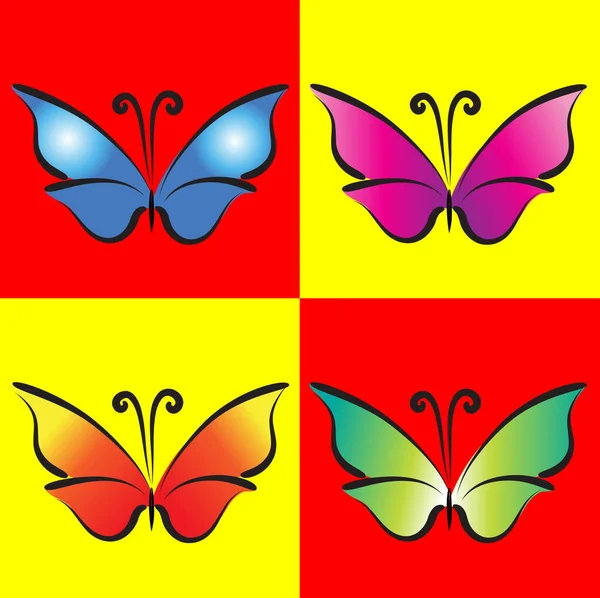 Σχέδιο Κινουμένων Σχεδίων Της Όμορφης Πεταλούδας Που Απομονώνονται Στο Φόντο — Διανυσματικό Αρχείο