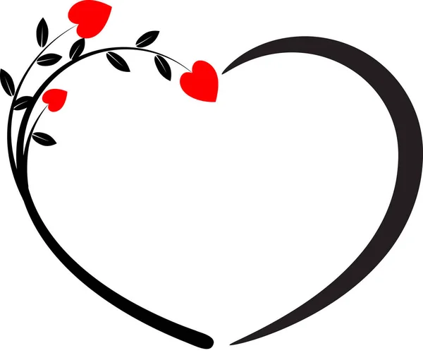 Barevné Ploché Srdce Logo Větvemi Stromů Izolované Bílém Pozadí — Stockový vektor