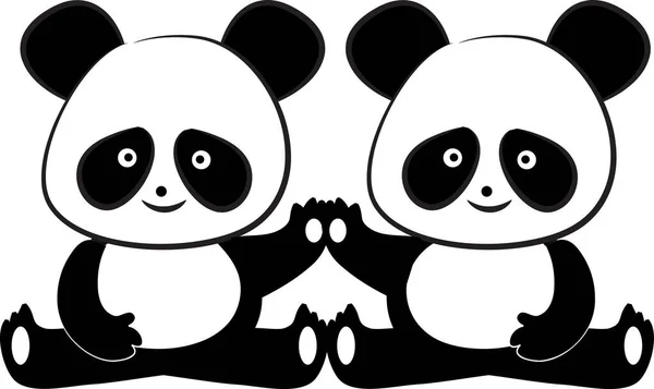 Pandas Modelo Cartão Amor Isolado Fundo Branco Ilustração Vetorial — Vetor de Stock