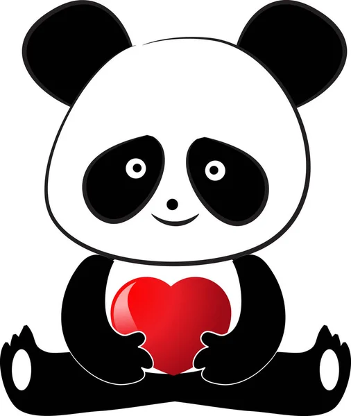 Carino Panda Isolato Sfondo Bianco Illustrazione Vettoriale — Vettoriale Stock