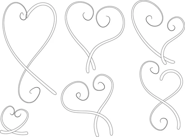 Güzel Dekoratif Kalp Koleksiyonu Aşk Konsepti — Stok Vektör