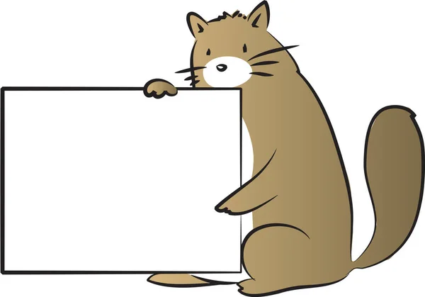 Desenho Animado Gato Com Banner Branco —  Vetores de Stock