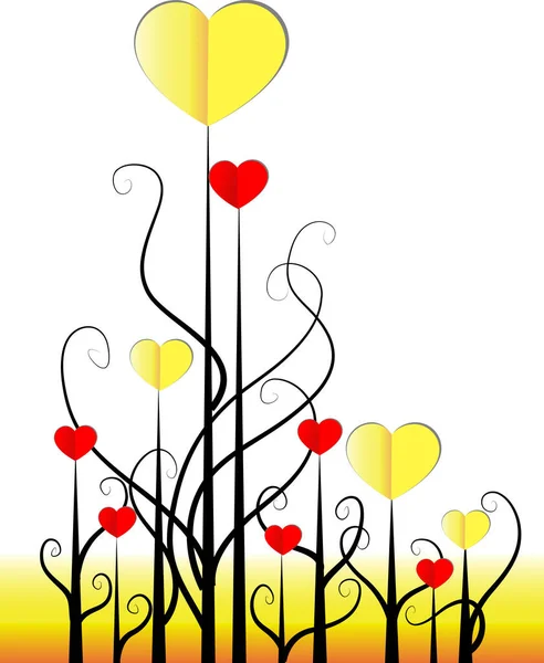 Ramas Árbol Con Corazones Papel Concepto Amor Vector Ilustración — Vector de stock