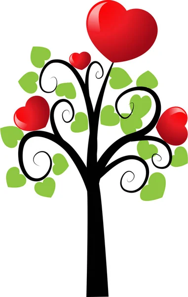 Árbol Amor Con Corazones Espacio Copia Ilustración Vectorial — Vector de stock