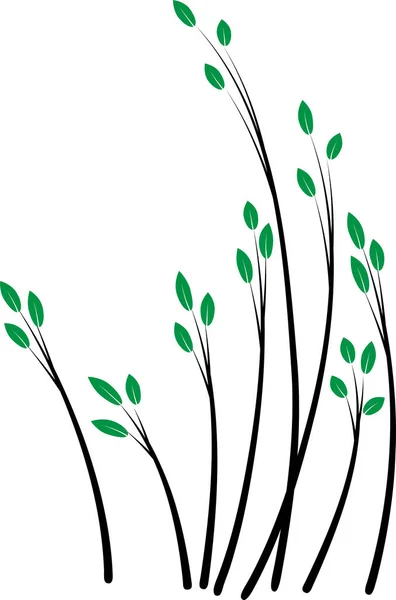 Πολύχρωμα Επίπεδα Κλαδιά Δέντρων Φύλλα Απομονωμένα Λευκό Φόντο Διάνυσμα Εικονογράφηση — Διανυσματικό Αρχείο