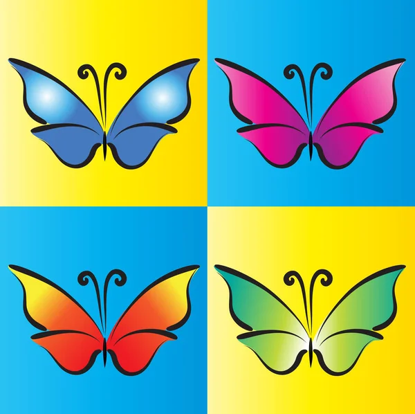 Dibujo Dibujos Animados Hermosa Mariposa Aislada Fondo Color Vector Ilustración — Archivo Imágenes Vectoriales