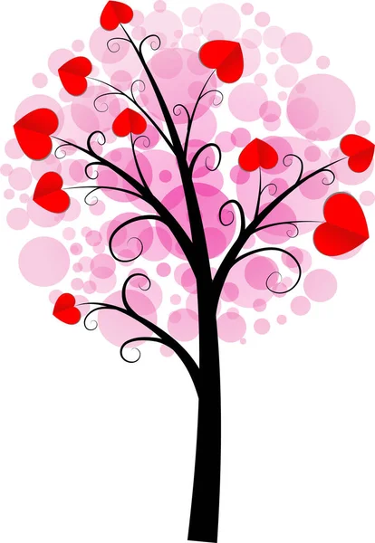 Árbol Amor Con Corazones Espacio Copia Ilustración Vectorial — Vector de stock