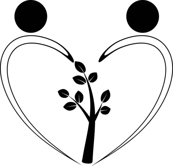 木や愛の概念で人間の体を描き — ストックベクタ
