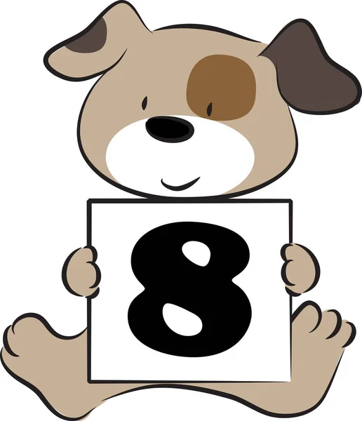 Desenho Animado Bonito Cão Segurando Cartão Com Número Conceito Educação — Vetor de Stock