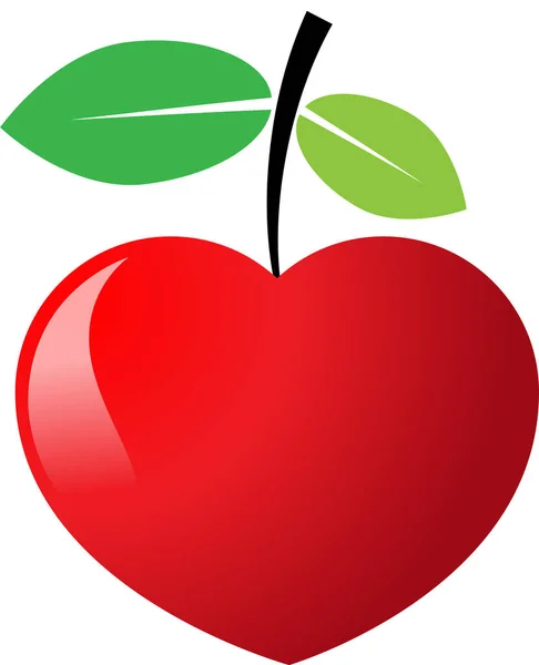 Барвистий Логотип Плоского Яблука Формі Серця Ізольований Білому Тлі — стоковий вектор