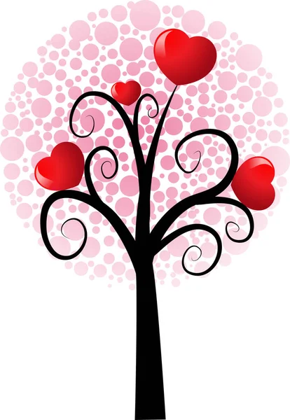 Árbol Amor Con Corazones Espacio Copia Ilustración Vectorial — Vector de stock