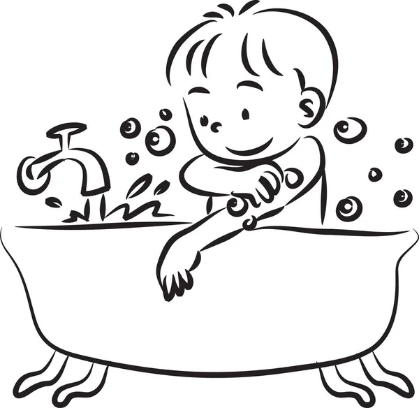 Ilustración Vectorial Lavado Lindo Niño Baño Concepto Higiene — Archivo Imágenes Vectoriales