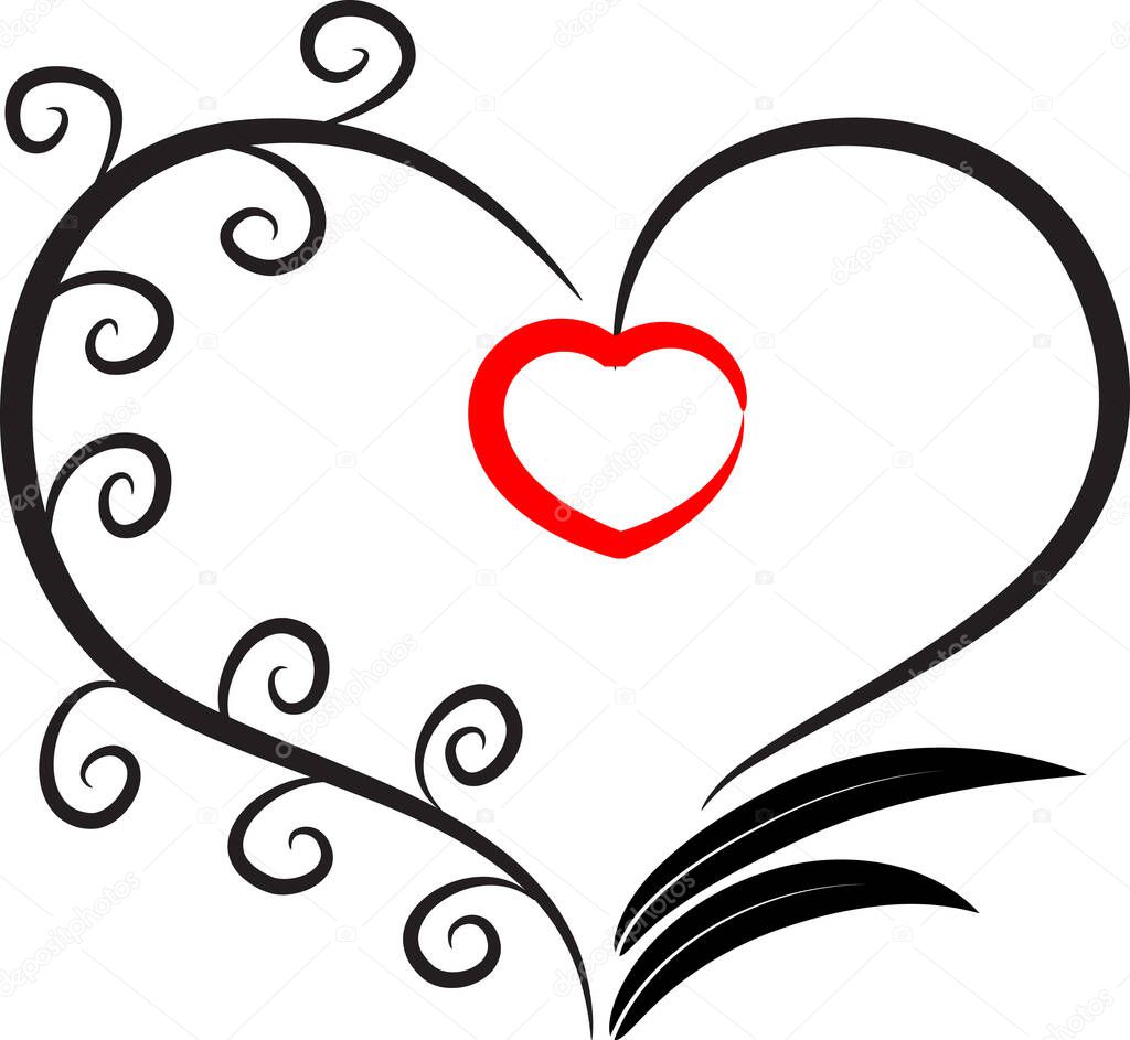 Colorful flat heart logo with tree branches  isolated on white background,