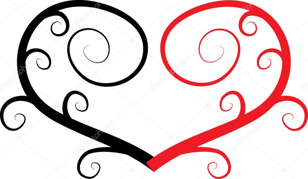 Colorful flat heart logo with tree branches  isolated on white background,
