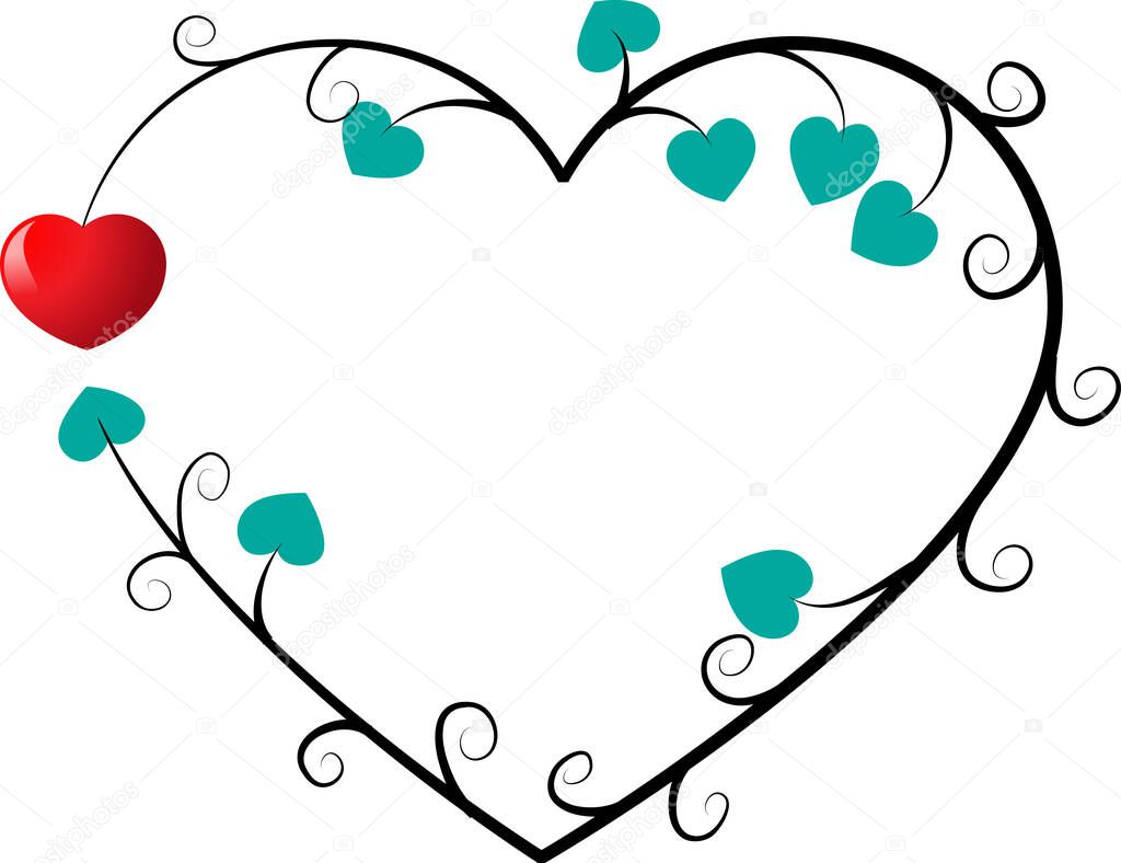 Colorful flat heart logo with tree branches  isolated on white background,