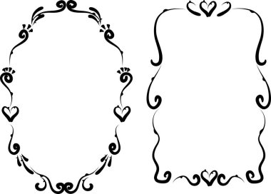 Siyah ve beyaz dekoratif elementlerin vektör çizimi