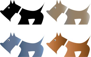 Beyaz arkaplanda izole edilmiş komik çizgi film köpekleri, vektör illüstrasyonu 