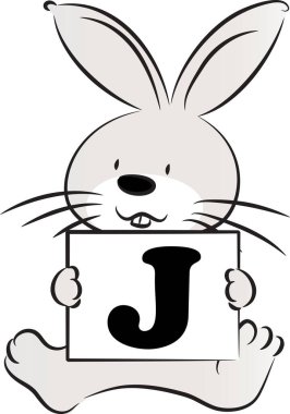 Beyaz arka planda J harfiyle komik bir hayvan karakteri.