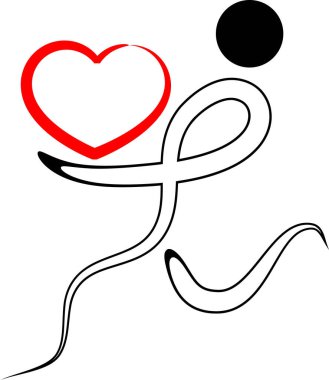 İnsan vücudunun kalp ve aşk konseptiyle çizilmiş fırça darbeleri. 