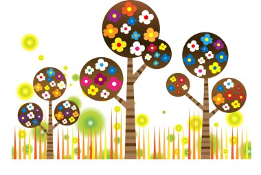 uzun ağaçlar çiziyor