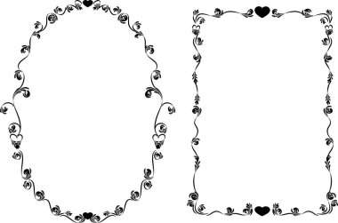 Beyaz arkaplanda vektör çiçek çerçeveleri 