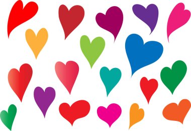 Güzel dekoratif kalp koleksiyonu, aşk konsepti 