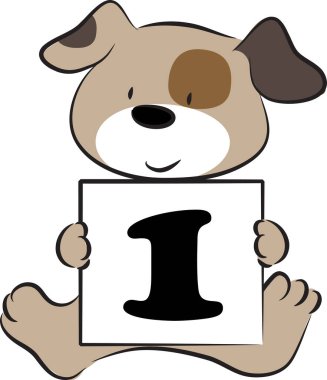 Tabelalı şirin bir çizgi film köpeği.