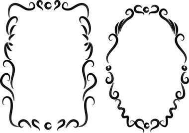 Beyaz arkaplan, vektör, illüstrasyon üzerinde izole çiçek çerçeveleri seti 