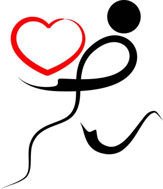 İnsan vücudunun kalp ve aşk konseptiyle çizilmiş fırça darbeleri. 