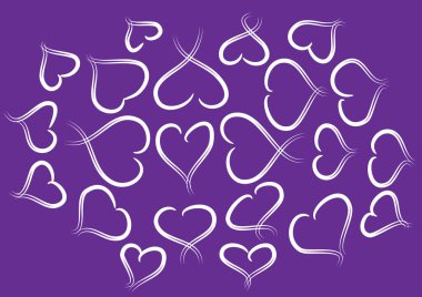 Beyaz arkaplanda vektör kalpleri kümesi 