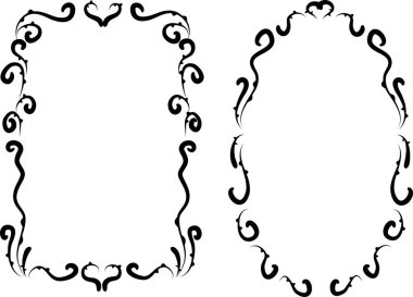 Beyaz arkaplan, vektör, illüstrasyon üzerinde izole çiçek çerçeveleri seti 