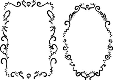 Beyaz arkaplan, vektör, illüstrasyon üzerinde izole çiçek çerçeveleri seti 